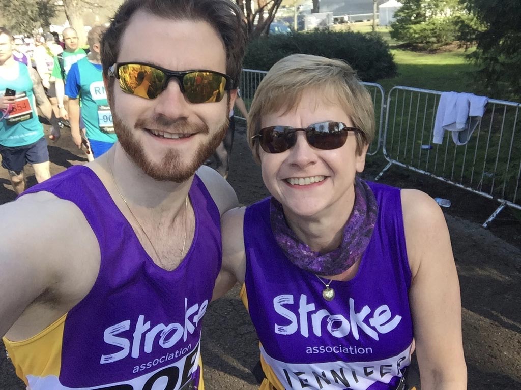 A selfie of my mum and me getting set to take on the Brighton Marathon